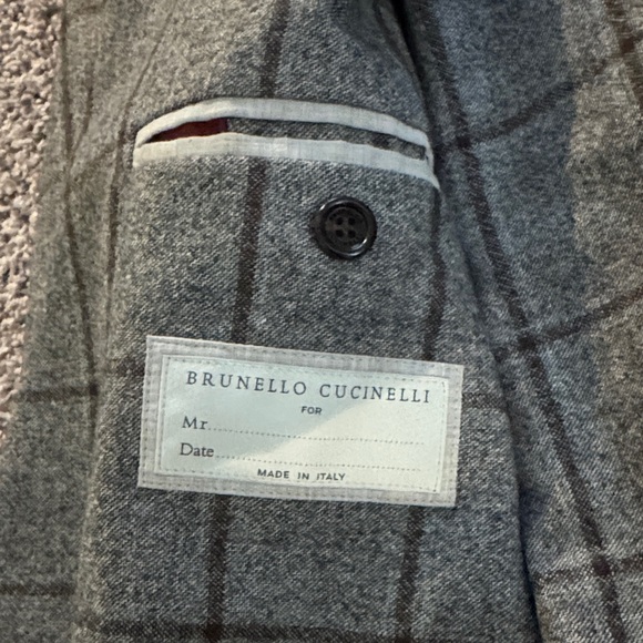 Brunello Cucinelli Charcoal Checkered Suit Jacket - Picture 2 of 5